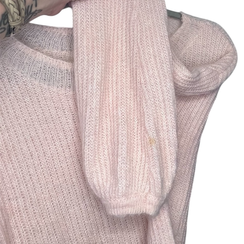 Boden Francesca Light Pink Fuzzy Balloon Sleeve Mohair Sweater Girly Feminine - Picture 4 of 10